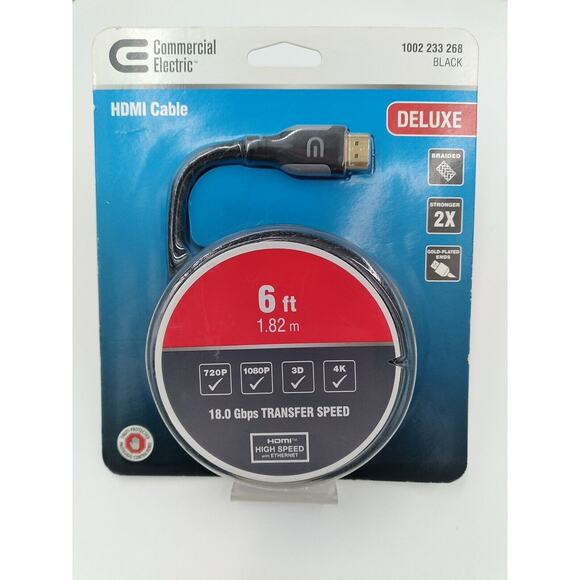 NEW!! COMMERCIAL ELECTRIC 6 ft. Deluxe HDMI Cable - Picture 1 of 1